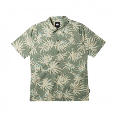 QUIKSILVER BEACH CLUB CASUAL SS SHIRT WOODLAND ABSTR SEA SPR