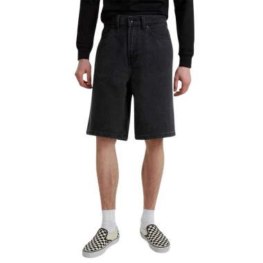 VANS CHECK-5 BAGGY DENIM SHORTS BLACK