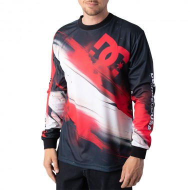 DC BURN OUT LS T-SHIRT RACING RED