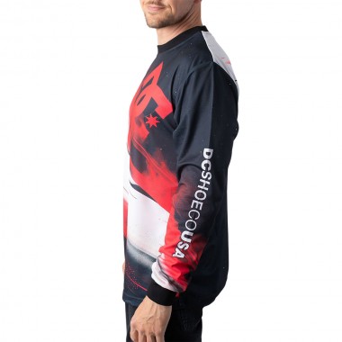 DC BURN OUT LS T-SHIRT RACING RED