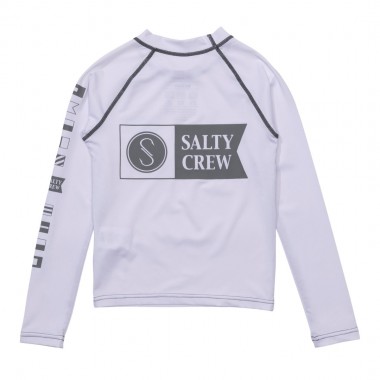 SALTY CREW ALPHA BOYS LS RASHGAURD WHITE