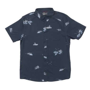 SALTY CREW BREEZER PERF BUTTON UP SHIRT MIDNIGHT NAVY