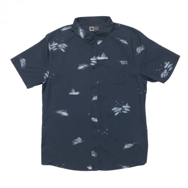 SALTY CREW BREEZER PERF BUTTON UP SHIRT MIDNIGHT NAVY