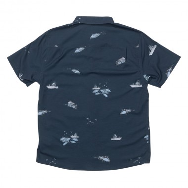 SALTY CREW BREEZER PERF BUTTON UP SHIRT MIDNIGHT NAVY