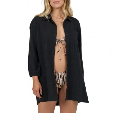 SALTY CREW CLOUDBREAK W LS TUNIC SHIRT BLACK