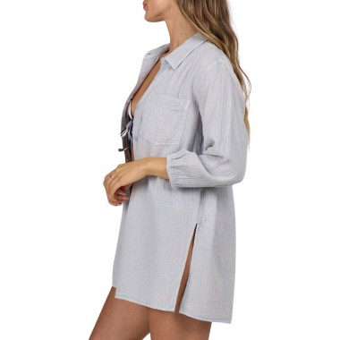 SALTY CREW CLOUDBREAK W LS TUNIC SHIRT FOG