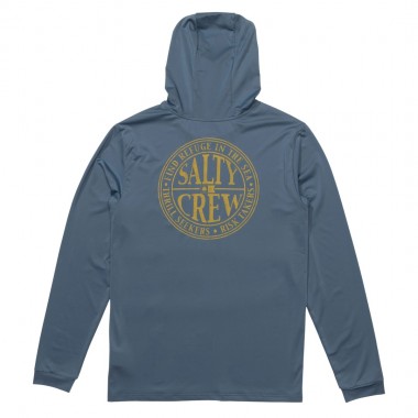 SALTY CREW GLOBAL HOODED LS SUNSHIRT PILOT BLUE