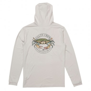 SALTY CREW JIMMY HOODED LS SUNSHIRT ATHLETIC HEATHER