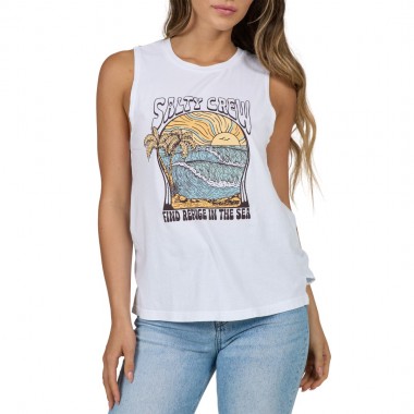 SALTY CREW KEYHOLE W MUSCLE TANK WHITE