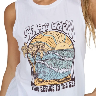 SALTY CREW KEYHOLE W MUSCLE TANK WHITE