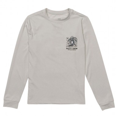 SALTY CREW SURF SHARK BOYS LS SUNSHIRT ATHLETIC HEATHER