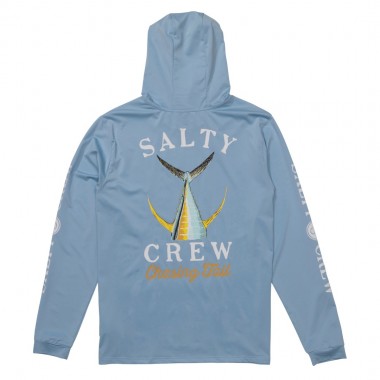 SALTY CREW TAILED HOODED SUNSHIRT CLEAR SKY