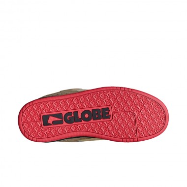 GLOBE FUSION SHOES KHAKI/RED