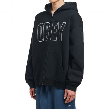 OBEY GORDON EXTRA HEAVY ZIP HOODIE BLACK