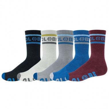 GLOBE TILT HI CREW SOCKS 5 PACK ASSORTED