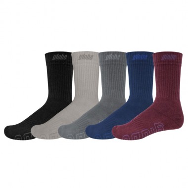 GLOBE IMPACT HI CREW SOCKS 5 PACK ASSORTED