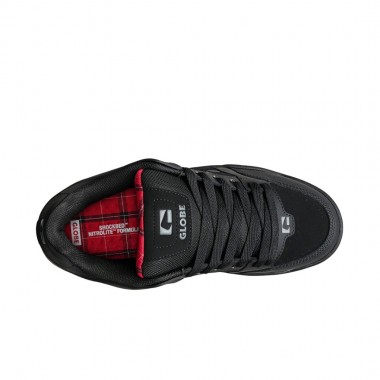 GLOBE TILT SHOES BLACK/RED/TARTAN