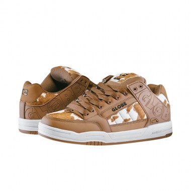GLOBE TILT SHOES BROWN/WHITE COW