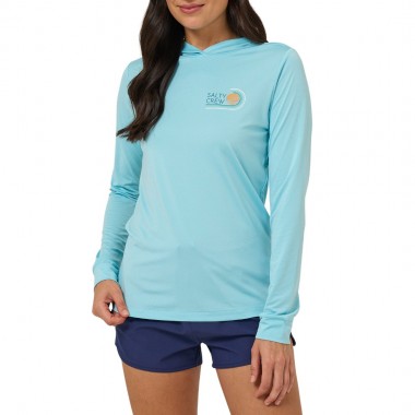 SALTY CREW OMBRE WAVE W HOODED SUNSHIRT AQUAMARINE