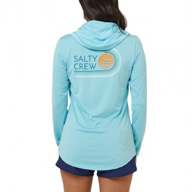 SALTY CREW OMBRE WAVE W HOODED SUNSHIRT AQUAMARINE