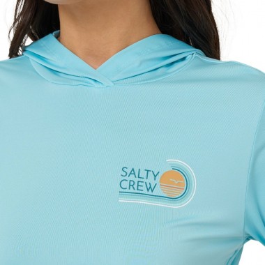 SALTY CREW OMBRE WAVE W HOODED SUNSHIRT AQUAMARINE