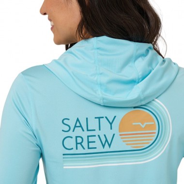 SALTY CREW OMBRE WAVE W HOODED SUNSHIRT AQUAMARINE