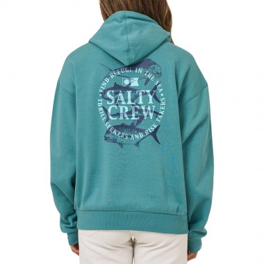 SALTY CREW OVERLAY W HOODIE TEAL