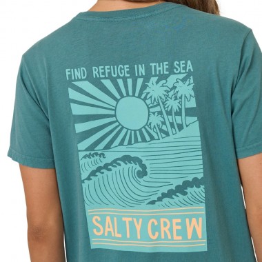 SALTY CREW RISE AND SMILE BF W TEE TEAL