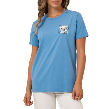 SALTY CREW FISH STAMP BF W TEE ASH BLUE
