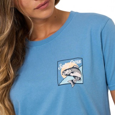 SALTY CREW FISH STAMP BF W TEE ASH BLUE