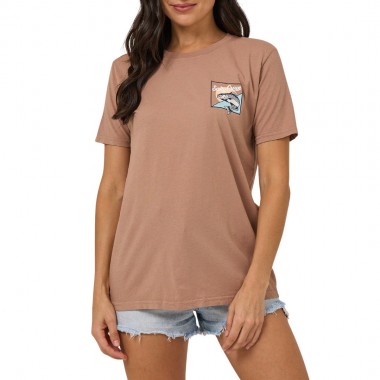 SALTY CREW FISH STAMP BF W TEE MOCHA