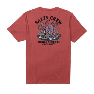SALTY CREW KRAKEN MONSTER TEE WASHED RED