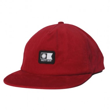 SALTY CREW FLAGSHIP CORD SNAPBACK CAP WASHED RED