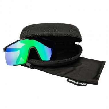 HORSEFEATHERS PROTON SUNGLASSES MATT BLACK/MIRROR GREEN