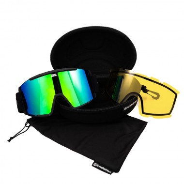 HORSEFEATHERS FESTON SNOW GOGGLES BLACK/MIRROR GREEN