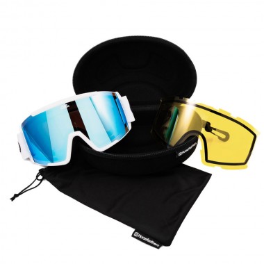 HORSEFEATHERS FESTON SNOW GOGGLES WHITE/MIRROR BLUE