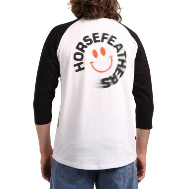 HORSEFEATHERS MOCKER RAGLAN T-SHIRT WHITE