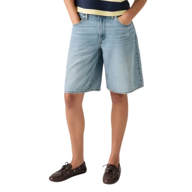 LEVIS BAGGY DAD W JORTS MED INDIGO/WE DID IT SHORT