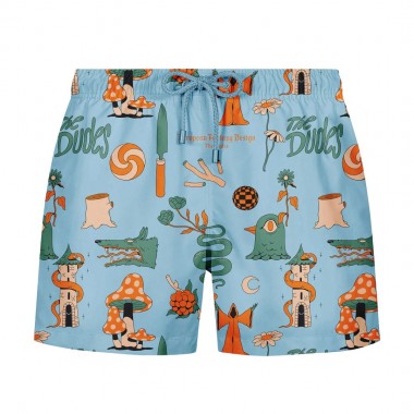 THE DUDES EUROPEAN FANTASY BLUE SWIM SHORTS MULTICOLOR