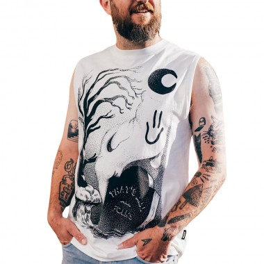 THE DUDES GHOST CLIFF FRONT CLASSIC STANDARD TANK TOP OFF-WHITE