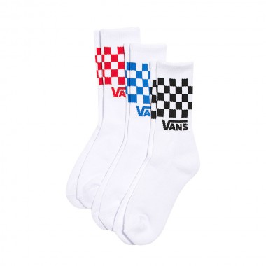 VANS CLASSIC CHECK K CREW SOCKS CHECKERBOARD 3PACK WHITE