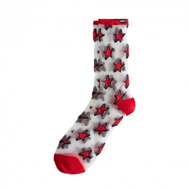 VANS HAZY SHEER CREW SOCKS RACING RED