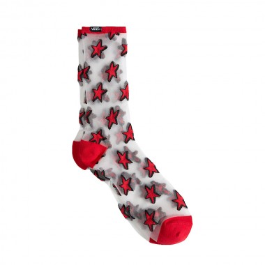 VANS HAZY SHEER CREW SOCKS RACING RED