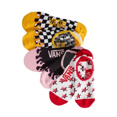 VANS TICKER CANOODLE SOCKS 3PACK CHECKERBOARD RACING RED