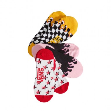 VANS TICKER CANOODLE SOCKS 3PACK CHECKERBOARD RACING RED