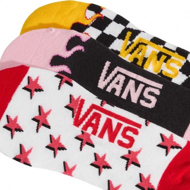 VANS TICKER CANOODLE SOCKS 3PACK CHECKERBOARD RACING RED