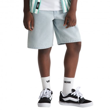 VANS CHECK-5 BAGGY K DENIM SHORTS BLUE ICE