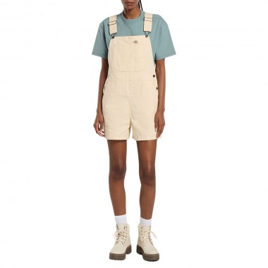 DICKIES LIGHTWEIGHT CANVAS W BIB SHORTS WOOD ASH