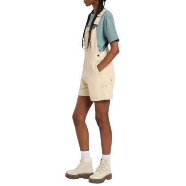 DICKIES LIGHTWEIGHT CANVAS W BIB SHORTS WOOD ASH