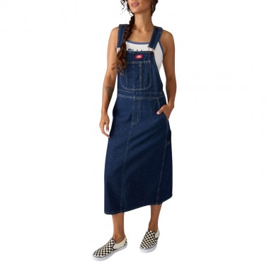 DICKIES DENIM W BIB DRESS DARK INDIGO